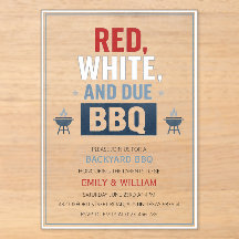 Rote Weiße und fällige BBQ Baby Shower Einladung