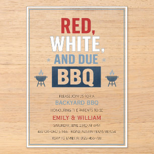 Rote Weiße und fällige BBQ Baby Shower Einladung
