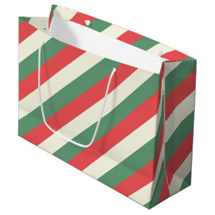 rote, weiße und grüne, klassische Candy Cane Strei Große Geschenktüte