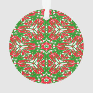 Rote, weiße und grüne Schneeflocken Ornament