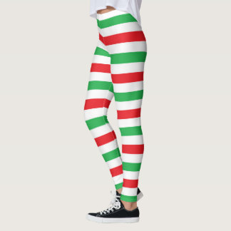 Rote, weiße und grüne Streifen Leggings