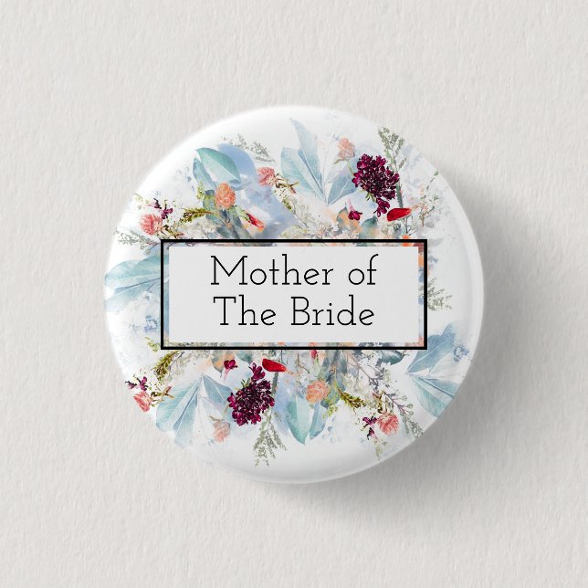 ROTE, WEISSE UND ORANGE FLORAL ELEGANT BRIDE'SMOTH BUTTON (Vorderseite)