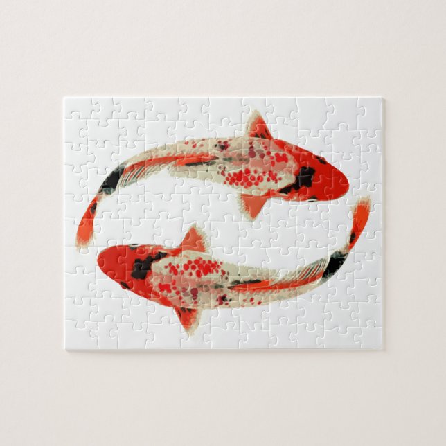 Rote, weiße und schwarze Koi Fische (Horizontal)