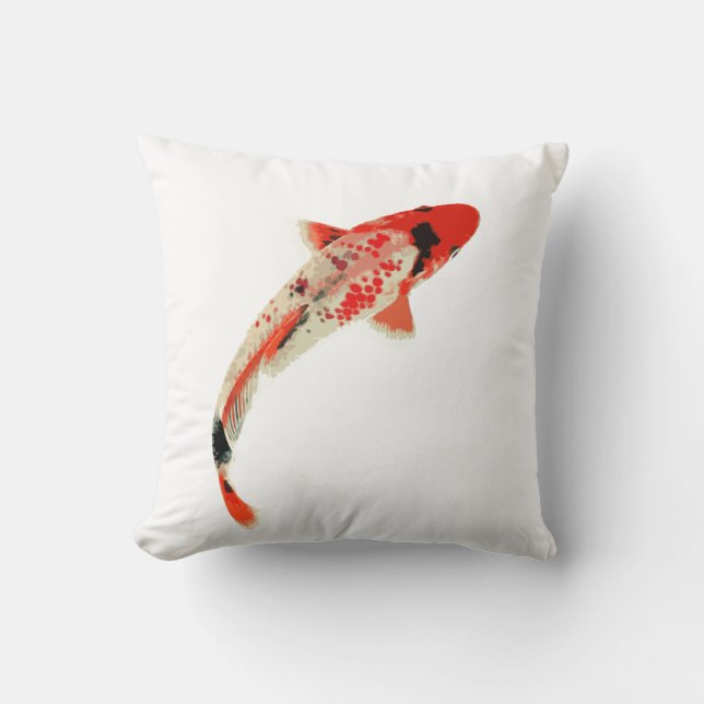 Rote, weiße und schwarze Koi Fische Kissen (Vorderseite)