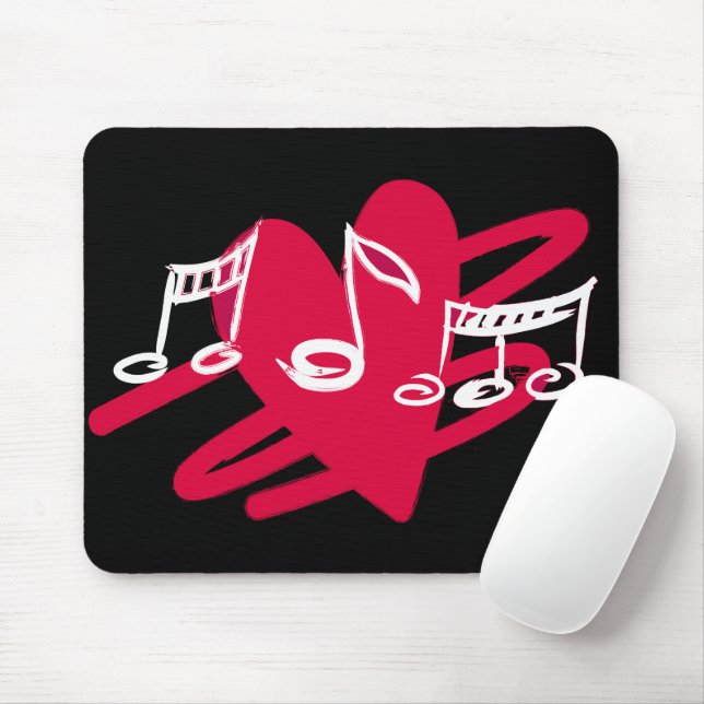Rote, weiße und schwarze Liebe Mousepad (Mit Mouse)