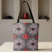 Rote, weiße und schwarze Stammes-Tapeten-Tasche