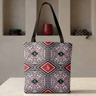 Rote, weiße und schwarze Stammes-Tapeten-Tasche Tasche