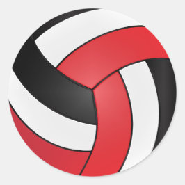 Rote, weiße und schwarze Volleyball Runder Aufkleber