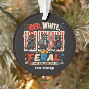 Rote Weiße und Wilde Patriotische Waschbären-Party Ornament