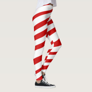 Rote weiße Zuckerstange Stripes Leggings