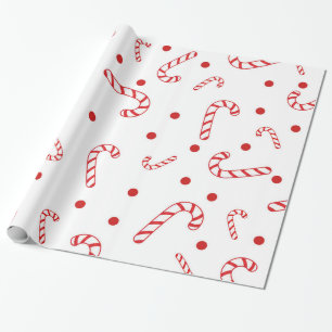 Rote Weiße Zuckerstangen Weihnachten Polka Punkte Geschenkpapier