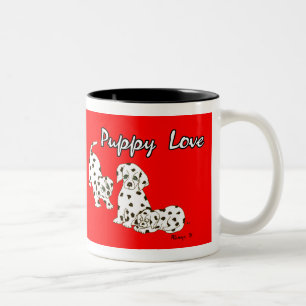 Rote Welpen-Liebe-Tasse Zweifarbige Tasse
