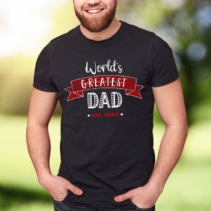 Rote „Weltweit bester Papa“-Schrift mit Vintageloo T-Shirt
