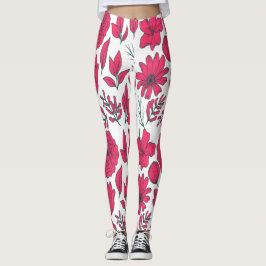 Rote wild lebende Blume Leggings