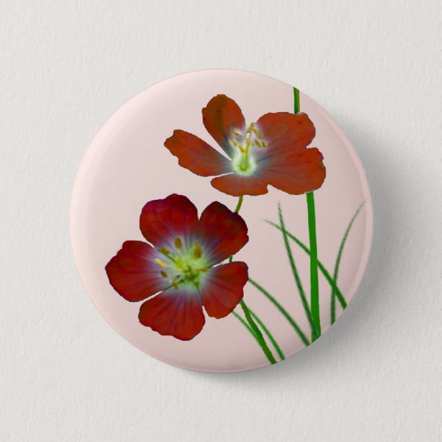 Rote Wildblume Button (Vorderseite)