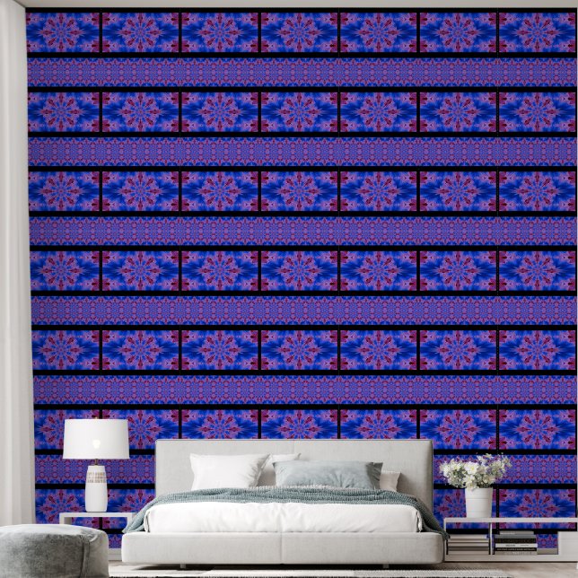 Rote Wildblume in Blau 3 Tapete (Schlafzimmer)