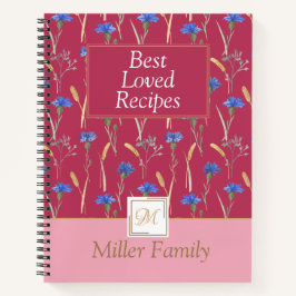 Rote Wildblume Mongoram Rezept Notizbuch