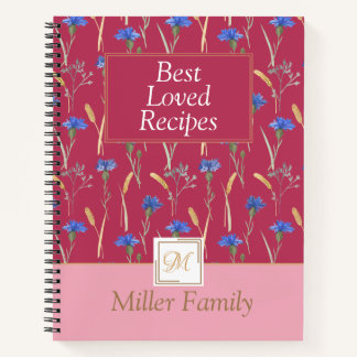 Rote Wildblume Mongoram Rezept Notizbuch