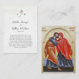 Rote Wildblumen-Einfache orthodoxe Hochzeitsgebets Platzkarte