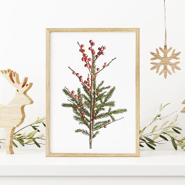 Rote Winter Berries und Pinien Poster