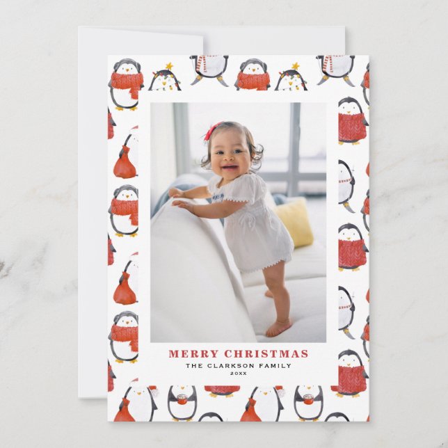 Rote Winterberry Foto Frohe Weihnachten (Vorderseite)