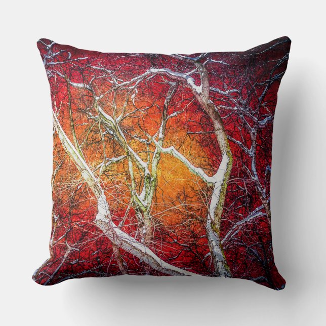 Rote Winternacht Kissen (Vorderseite)