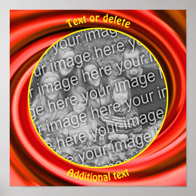 Rote Wirbel Rahmen erstellen Sie Ihr eigenes Foto Poster (Vorne)