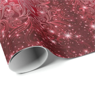 Rote Wirbel und Sterne-Umschlagpapier Geschenkpapier