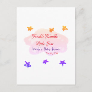 Rote Wolken funkeln Twinkle Little Star Baby-Party Postkarte