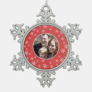 Rote wunderliche Schneeflocken Foto Pewter-Schmuck Zinn-Ornament