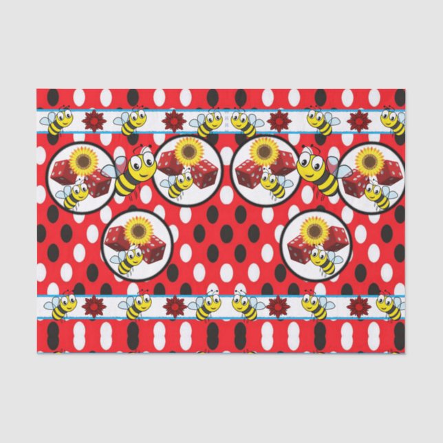 Rote Würfel aus Hummelpapier Seidenpapier (Vorderseite)