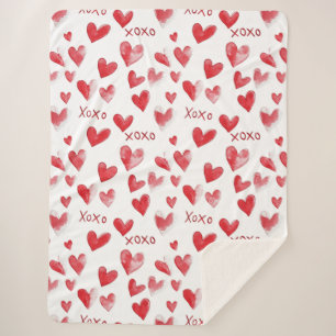 Rote XOXO-Herzen Sherpadecke