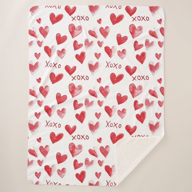 Rote XOXO-Herzen Sherpadecke (Vorderseite)