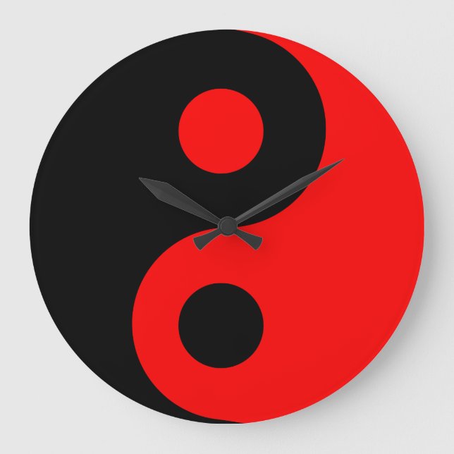Rote Yin Yang Wanduhr (Vorderseite)