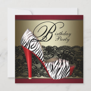 Rote Zebra-Party Einladungen mit High Heel Shoes