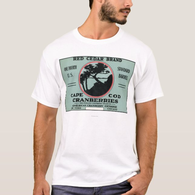 Rote Zedern-Marken-Moosbeeraufkleber Cape Cods T-Shirt (Vorderseite)