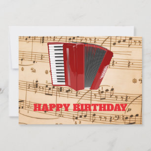 Rote Ziehharmonika, beliebt Design, Geburtstagskar