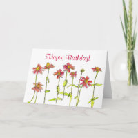 Rote Zinniawatercolor-Blumen-alles Gute zum