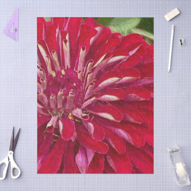 Rote Zinnien Blumen Seidenpapier (Basteln)