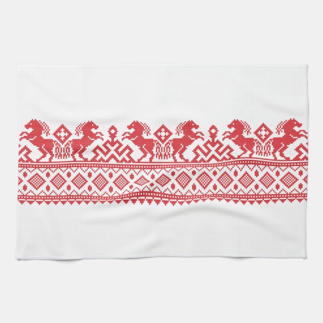 Rote Zuchtpferde Küchentuch (Horizontal)