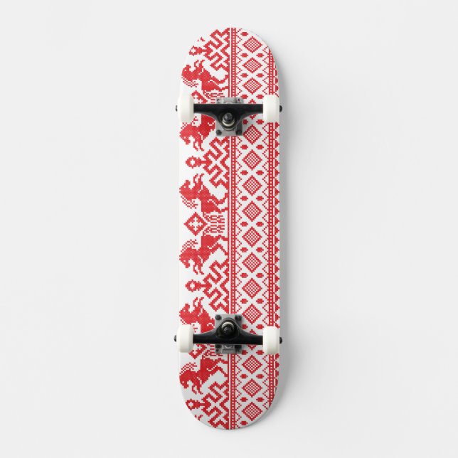 Rote Zuchtpferde Skateboard (Vorderseite)