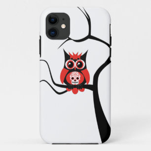 Rote Zuckerschädel-Eule auf Baum iPhone 11 Hülle