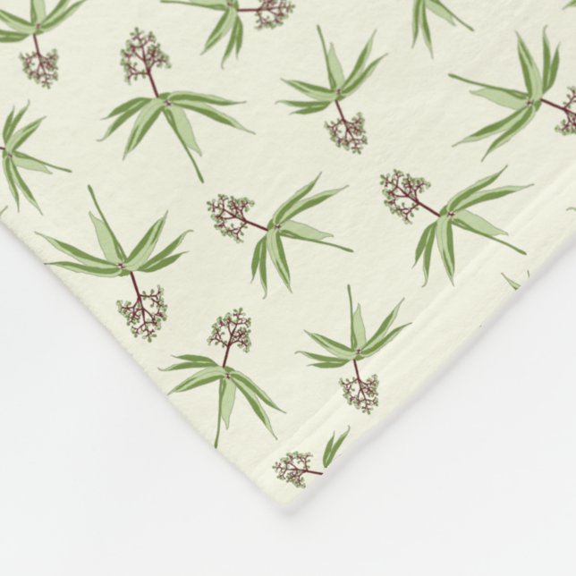 Rote Zweige in Creme einsetzen - nahtloses Muster. Fleecedecke (Ecke)