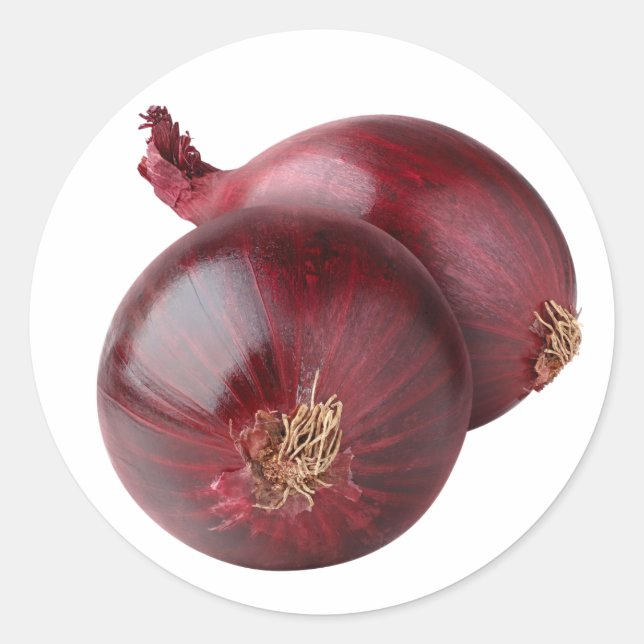 Rote Zwiebel Runder Aufkleber (Vorderseite)
