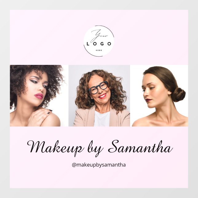 Röten Sie das Schriftlogo Foto Make-up-Studio Rosa Fensteraufkleber (Blatt)