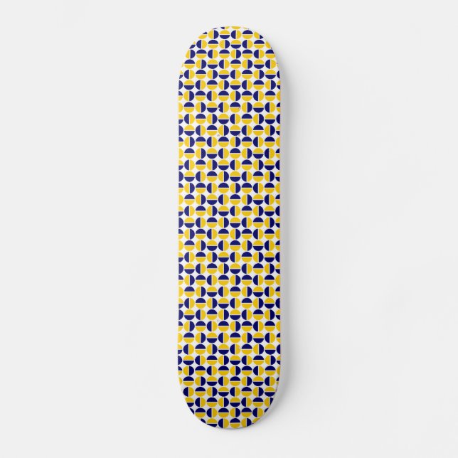 Rotende Kreise - Gelb und Marine Skateboard (Vorderseite)