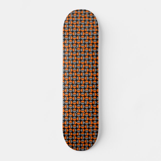 Rotende Kreise - Orange und Grau auf schwarz Skateboard (Vorderseite)