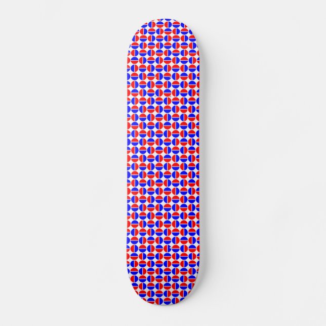 Rotende Kreise - Rot und Blau Skateboard (Vorderseite)