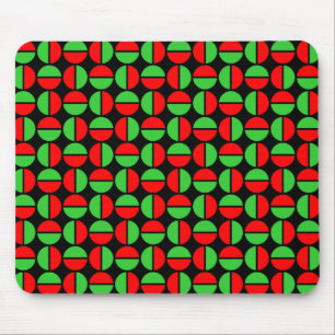 Rotende Kreise - Rot und Grün auf Schwarz Mousepad