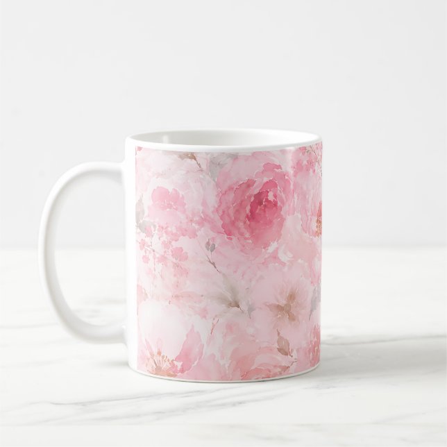 Rötenwasserfarben-Blumen Kaffeetasse (Links)